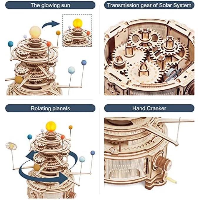 3D WOODEN PUZZLE FOR ADULTS DIY SOLAR SYSTEM MODEL KIT MECHANICAL ORRERY CRAFT KITS TO BUILD UNIQUE GIFT FOR TEENS - Image 4